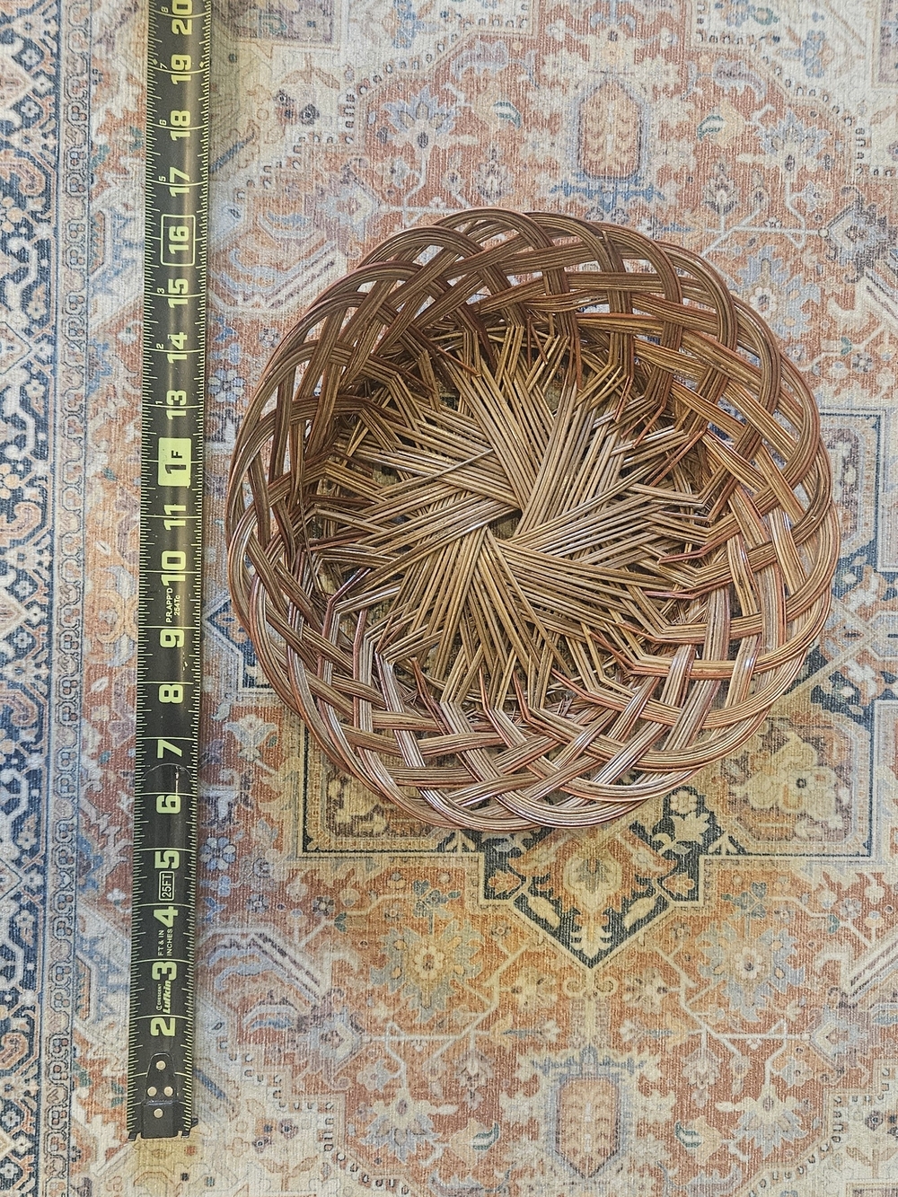 Round Country Basket With Red Trim